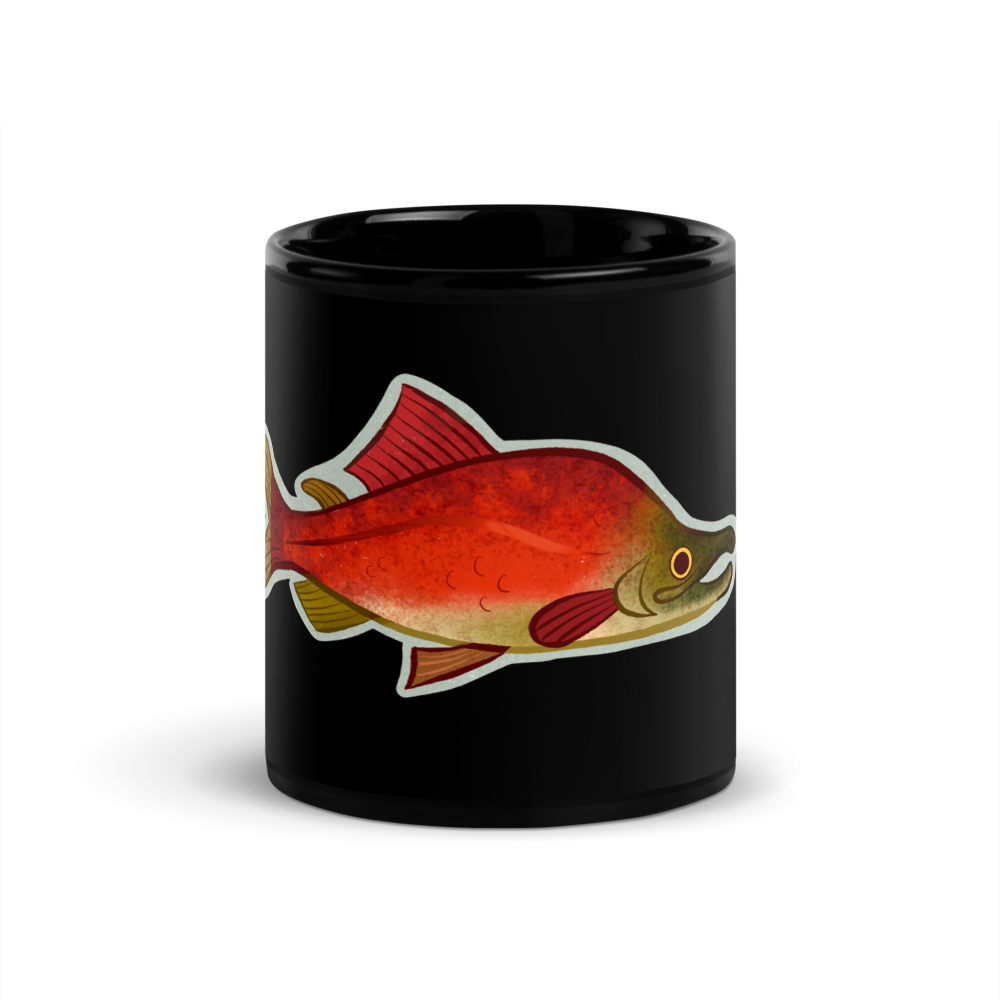 Sockeye Salmon Black Glossy Mug (11 oz)