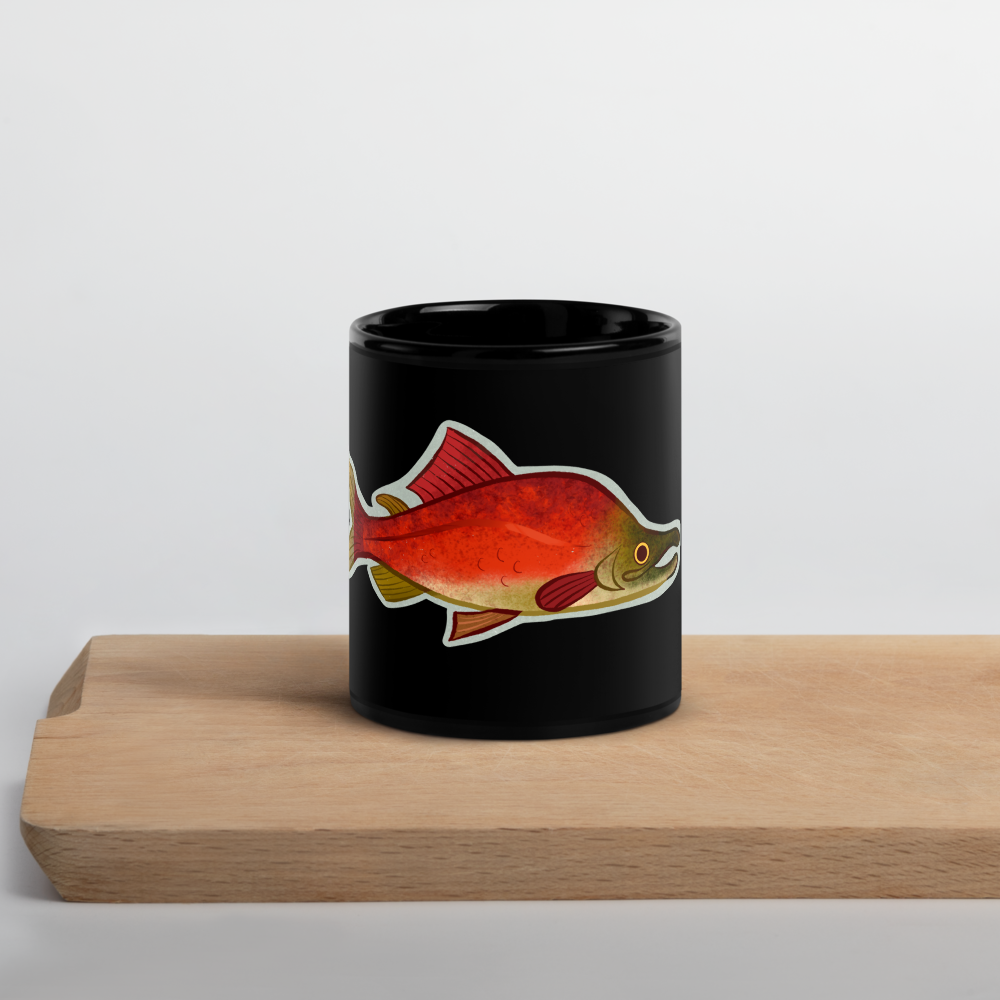 Sockeye Salmon Black Glossy Mug (11 oz)