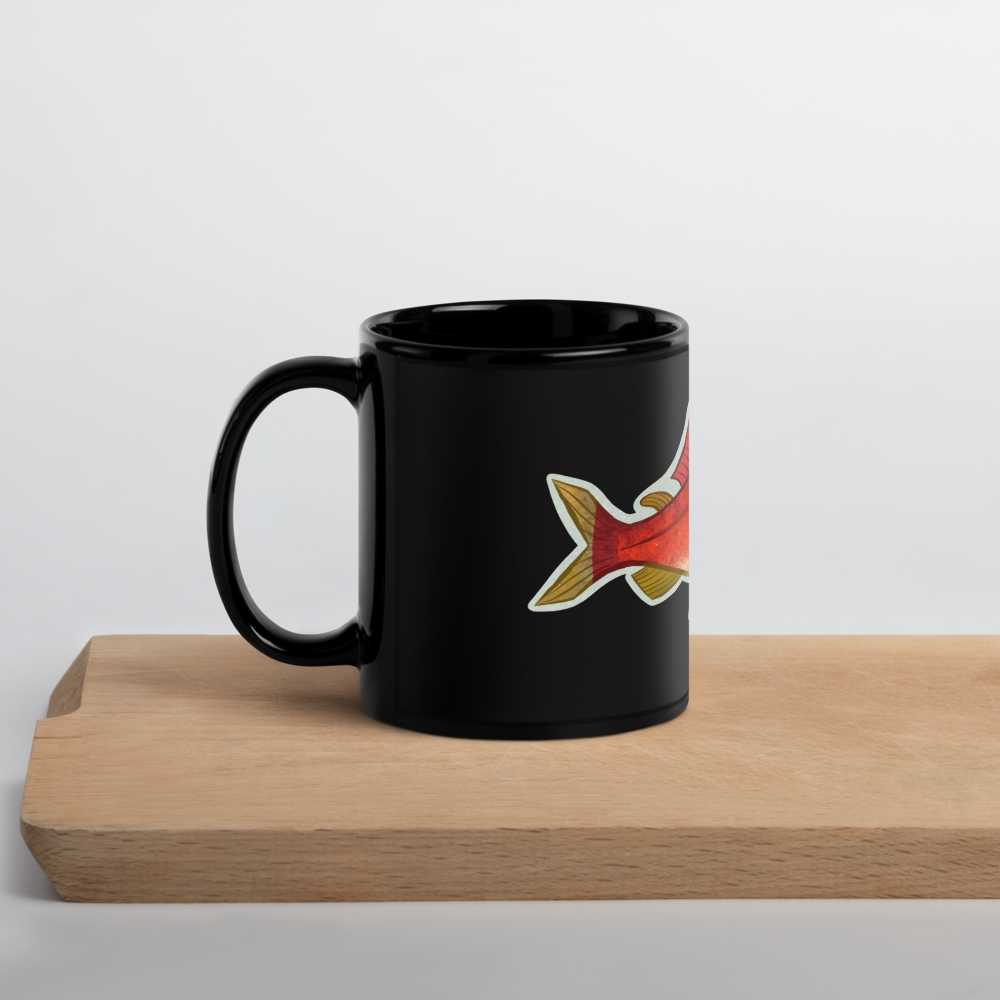 Sockeye Salmon Black Glossy Mug (11 oz)