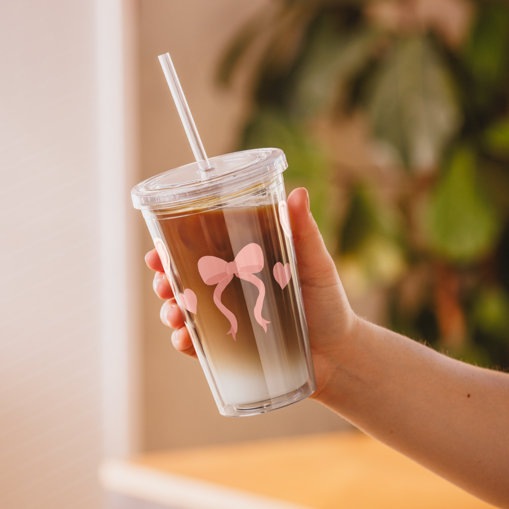 Fawn & Bows Clear plastic tumbler