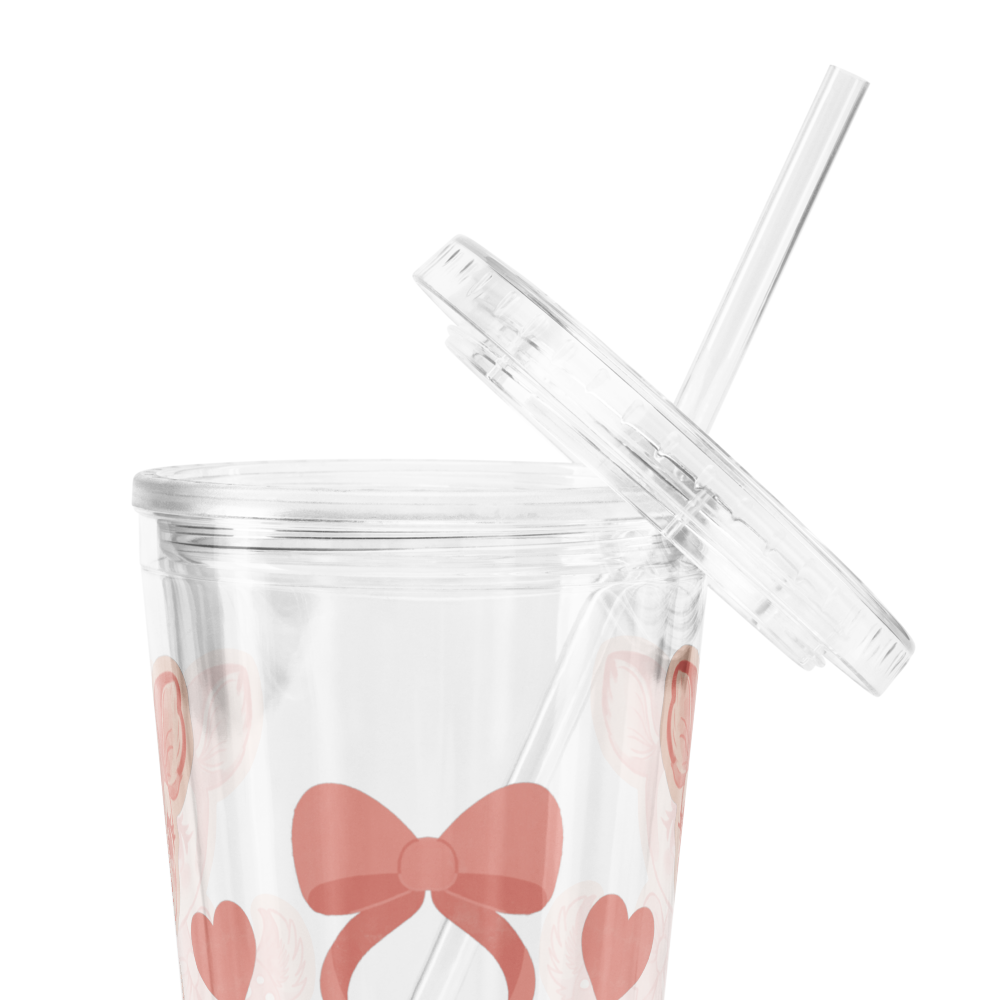 Fawn & Bows Clear plastic tumbler