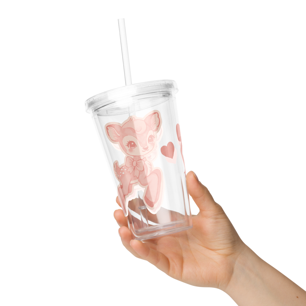 Fawn & Bows Clear plastic tumbler