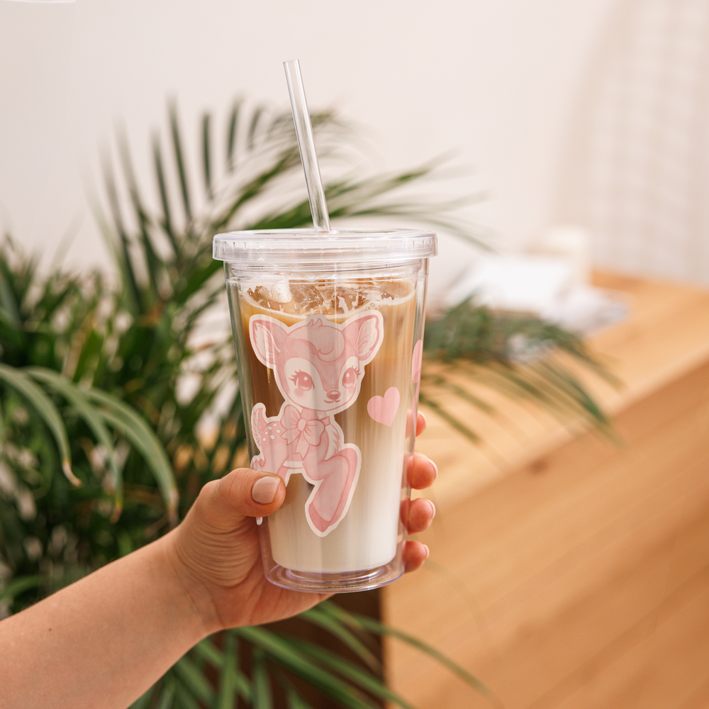 Fawn & Bows Clear plastic tumbler