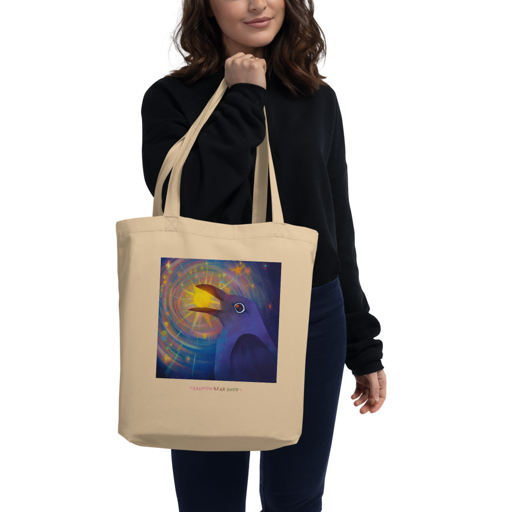 Raven Steals the Light Eco Tote Bag