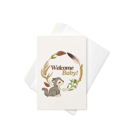 Welcome Baby Wolf Greeting Card