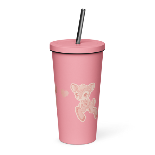 Fawn and Bows Insulated Tumbler with Straw