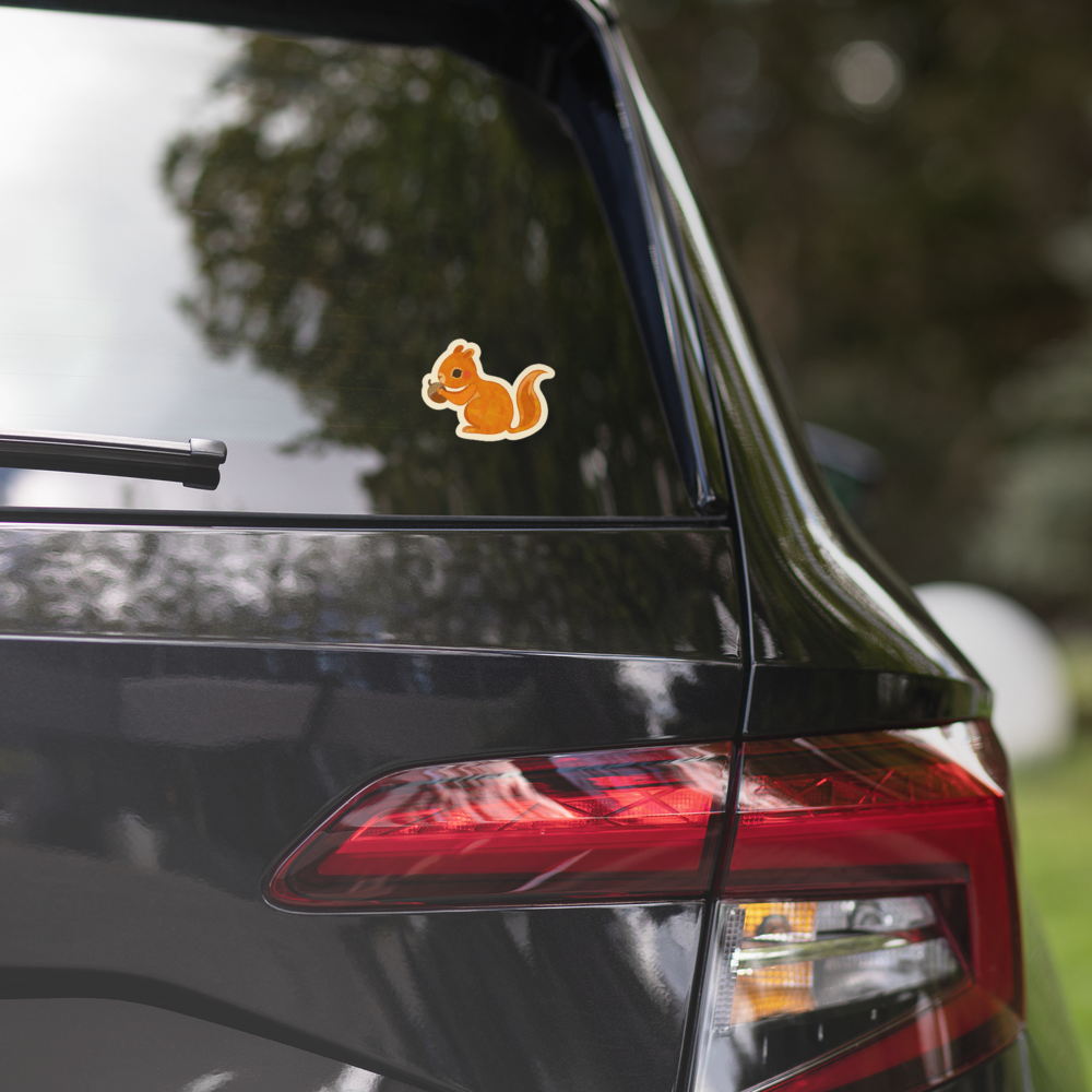 Squirrel with Chestnut Vinyl Sticker (Kiss-Cut)