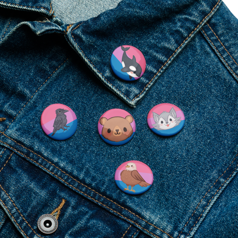 Bisexual Pride Flag Animals of the North Coast Button Pin Set