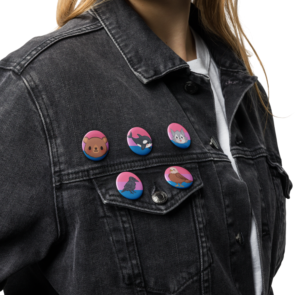 Bisexual Pride Flag Animals of the North Coast Button Pin Set