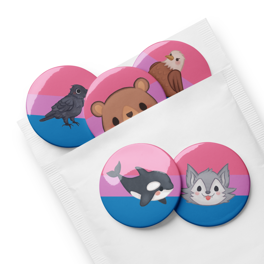 Bisexual Pride Flag Animals of the North Coast Button Pin Set