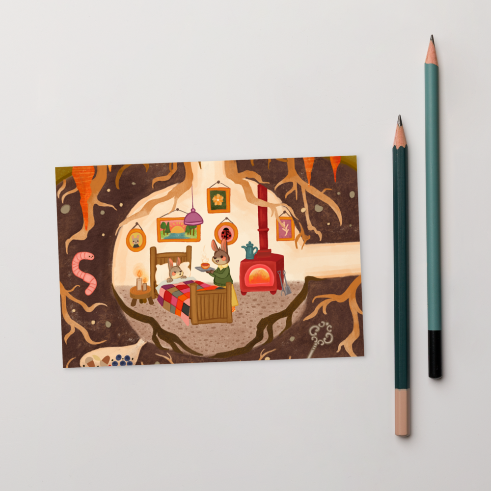 Cozy Rabbit Hole Postcard