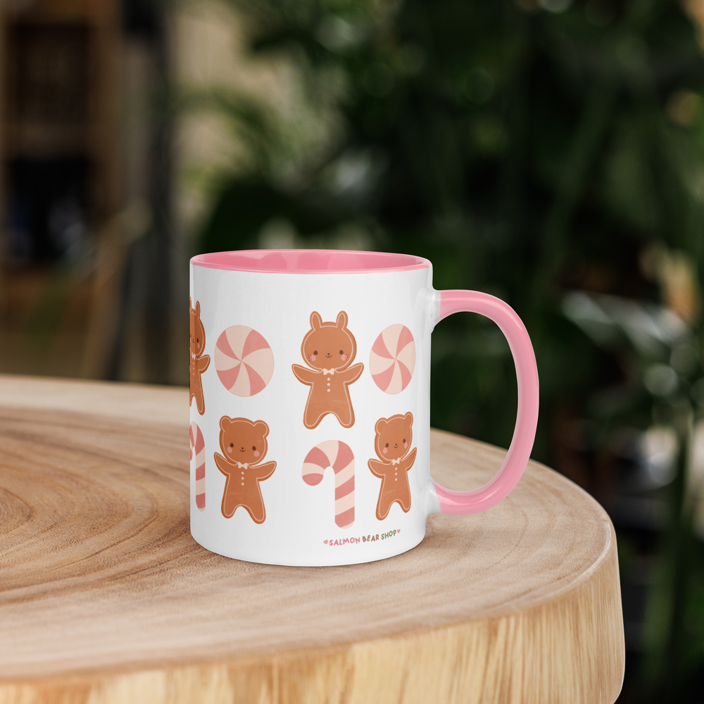 Gingerbread Friends Pink Ceramic Mug (11 oz)