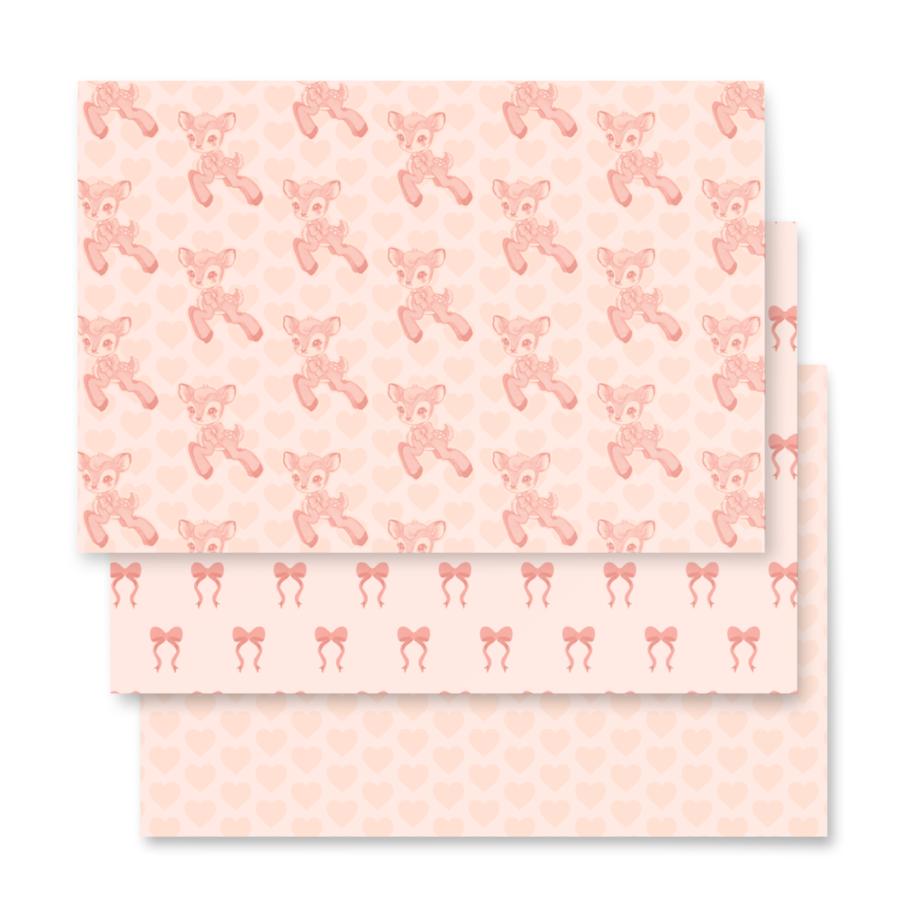 Fawn & Bows Wrapping Paper Sheets (Set of 3)