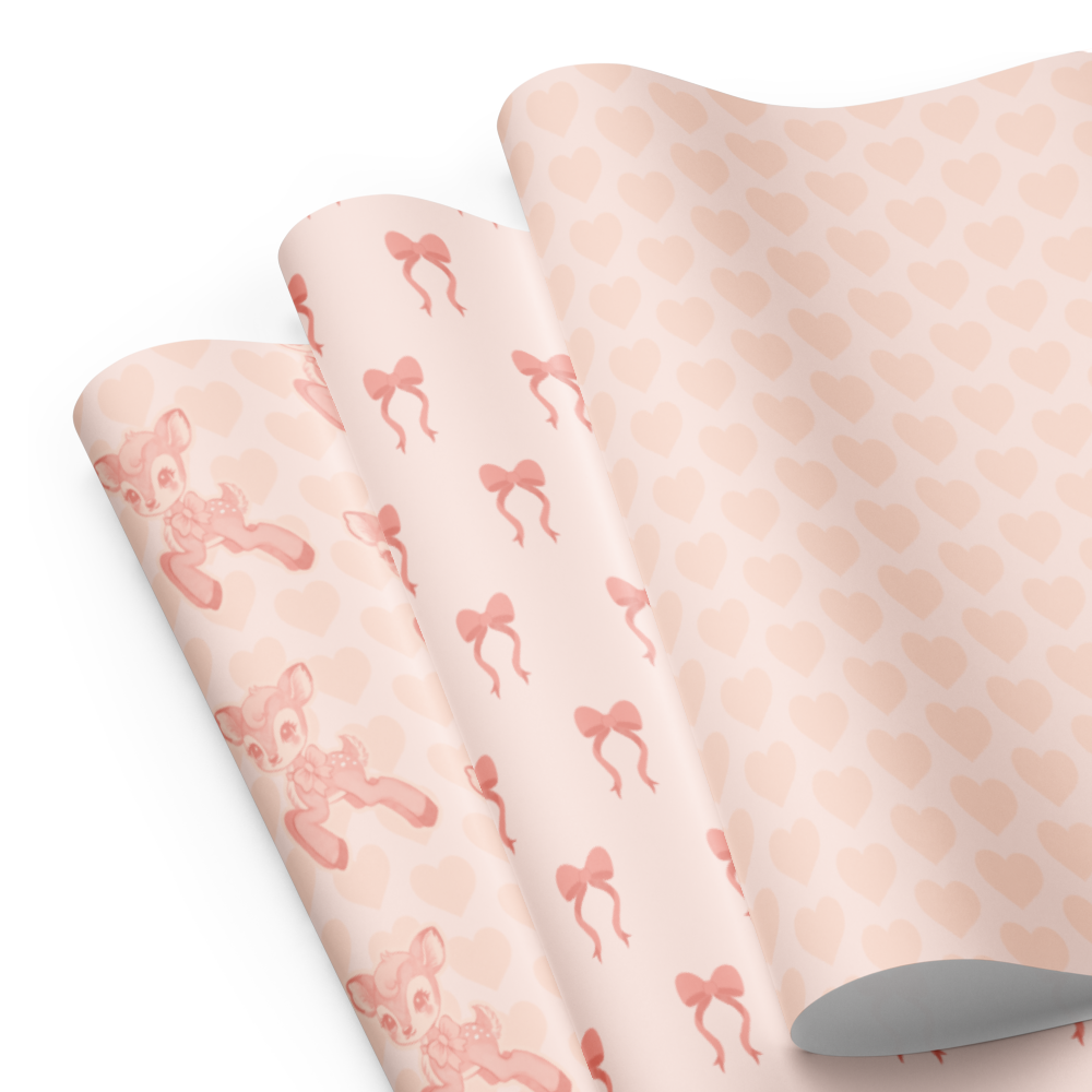 Fawn & Bows Wrapping Paper Sheets (Set of 3)