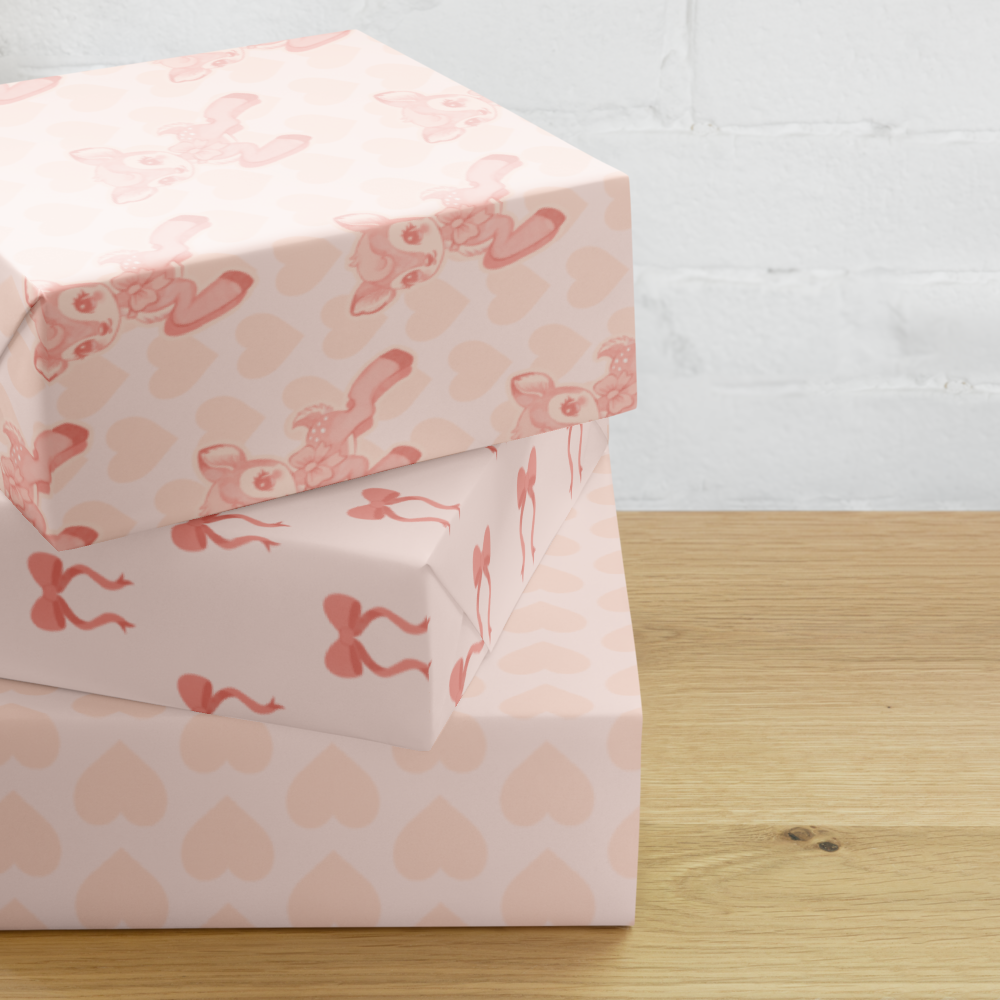 Fawn & Bows Wrapping Paper Sheets (Set of 3)